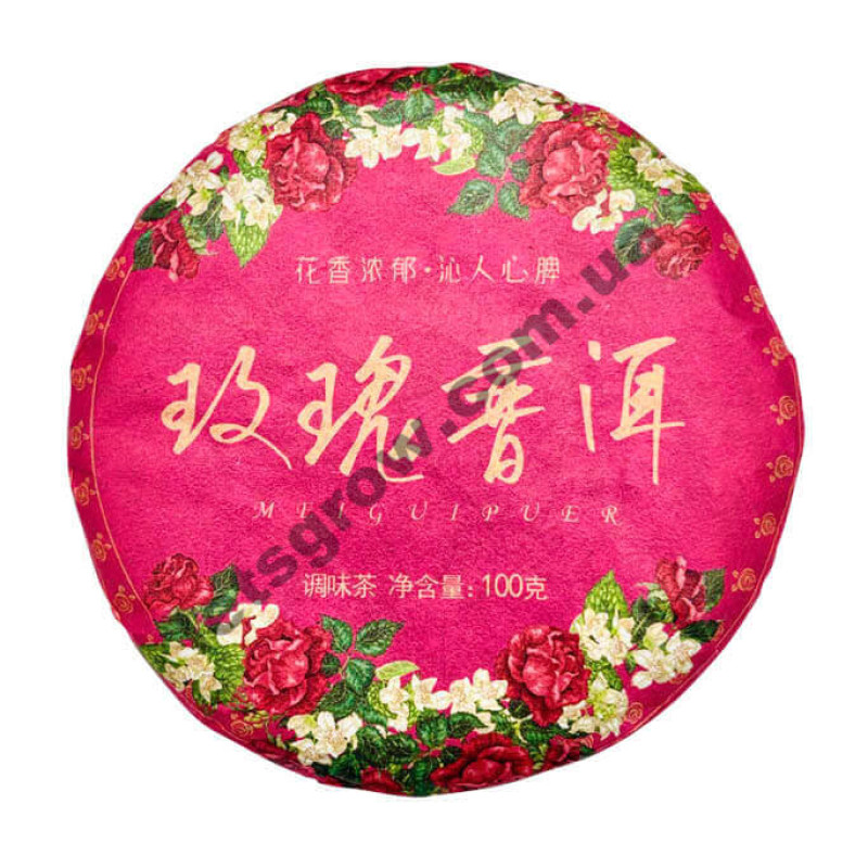 Шу Пуер з трояндою "Квітковий букет, 2023 рік, 100 грамів