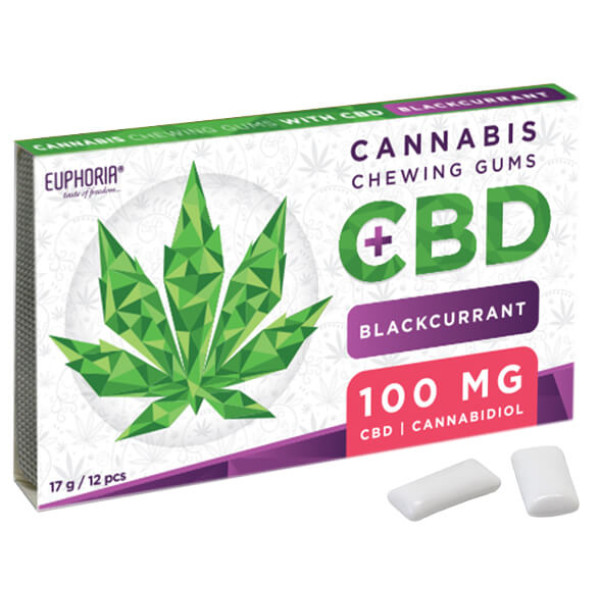 Жувальна гумка з CBD - Euphoria - чорна смородина, 12шт